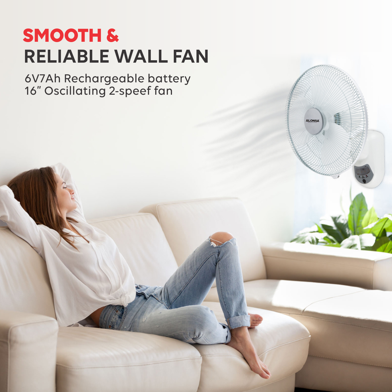 Wall Fan with Remote Control White - Al-112