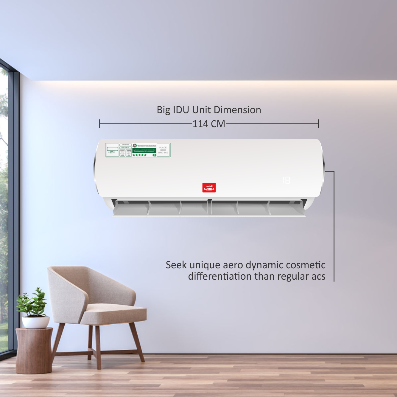 2.5 on Split Air Conditioner, 30000 BTU, Rotary Compressor, Turbo Cooling