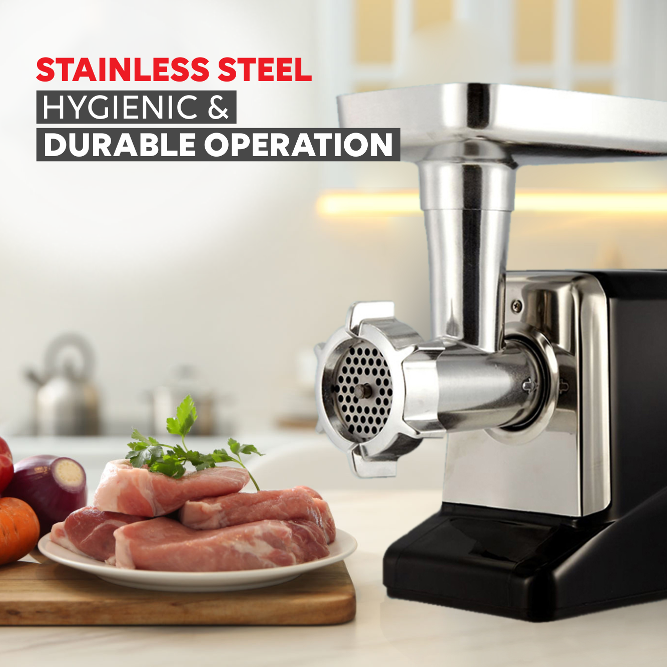 Stainless Steel Meat Grinder Machine with Powerful Motor 4100W | Commercial Grade
