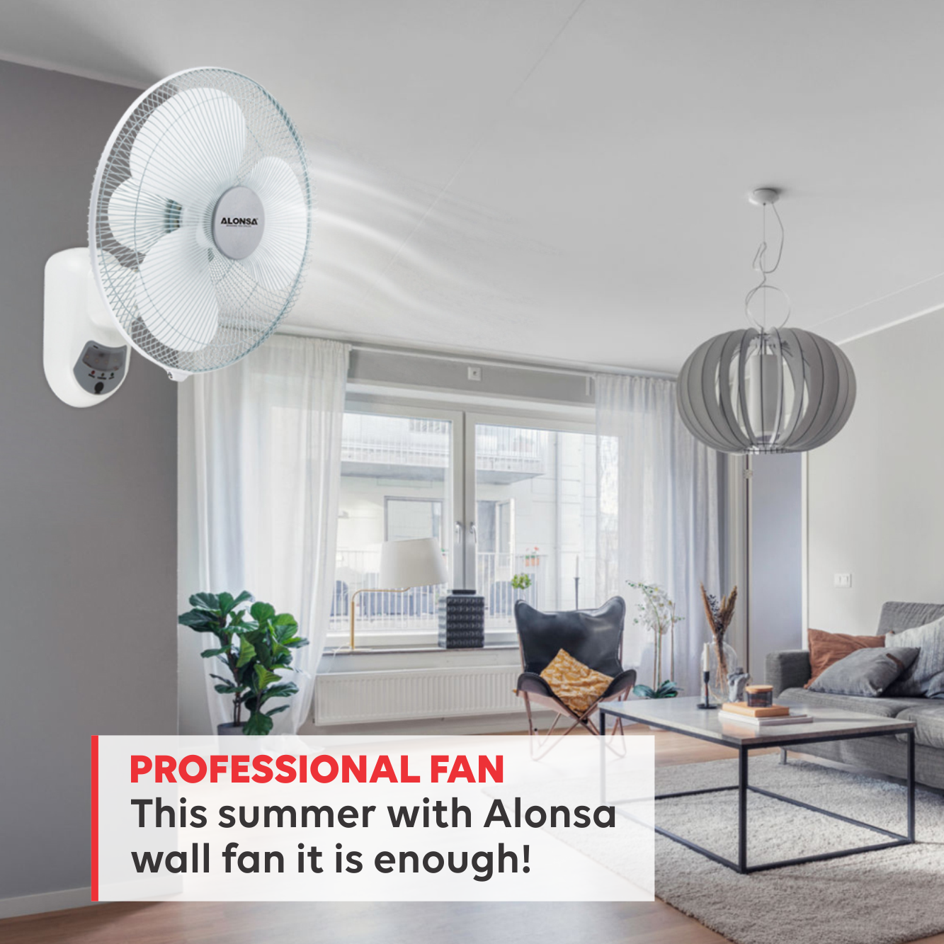 Wall Fan with Remote Control White - Al-112