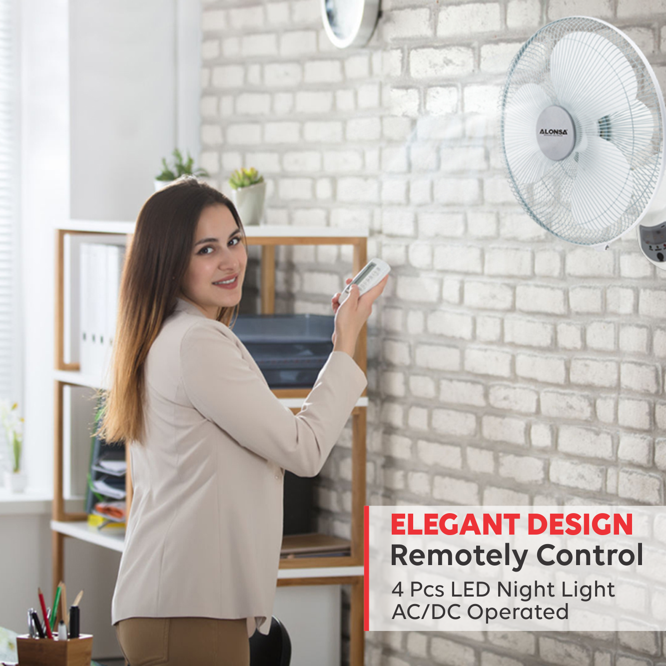 Wall Fan with Remote Control White - Al-112