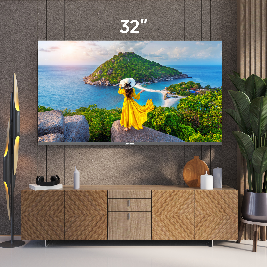 Alonsa 32 Inch FHD Smart TV With Netflix, Youtube, Prime Video, Dolyby Audio & Bezelless Design